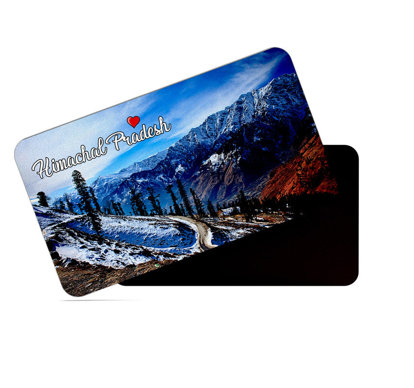 dhcrafts Rectangular Rubber Fridge Magnet / Magnetic Card Multicolor Himachal Pradesh Design Pack of 1 (8.6cm x 5.4cm)